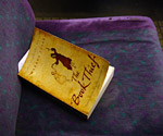 The Book Thief, sitting on a train seat