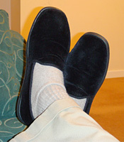 a fine pair of house slippers, relaxing after a hard days' work