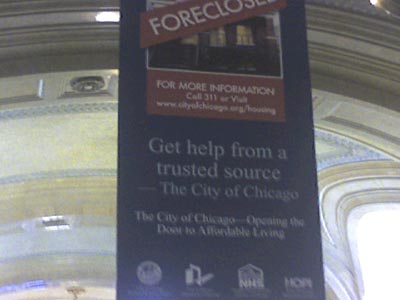 sign displayed in Chicago's City Hall