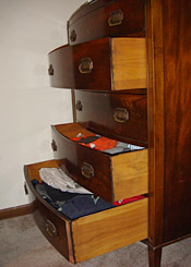 Dresser with open drawers