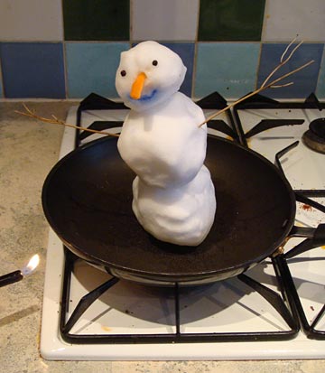 Snowman on a frying pan