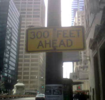 Sign warning 300 feet ahead