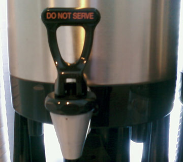 Coffee maker with do not serve on the dispenser