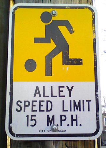 Alley speed limit 15 m.p.h.
