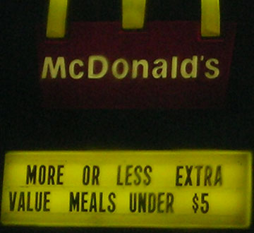 More or less extra value meal under $5