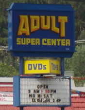 Adult Super Center sign