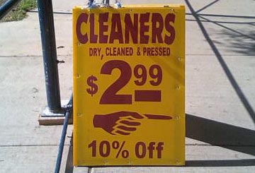 For only $2.99, you can get your clothes dry, cleaned and pressed