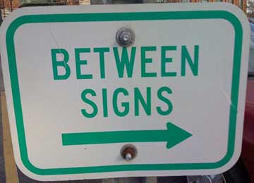 Sign reading between signs