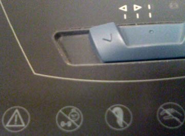 Warning on a paper shredder