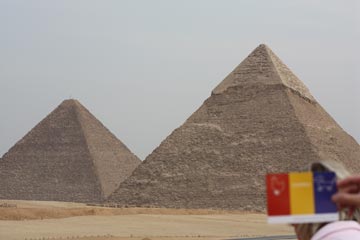 chickenmonkeydog postcards at the Great Pyramids