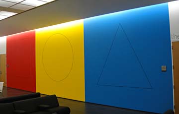 Red, yellow, blue coloured modern art