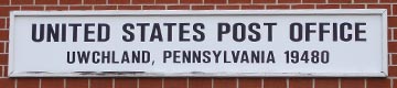 Uwchland post office building sign