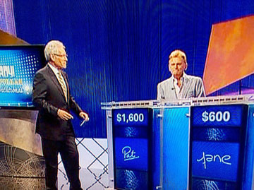 Alex Trebek and Pat Sajack on Jeopardy