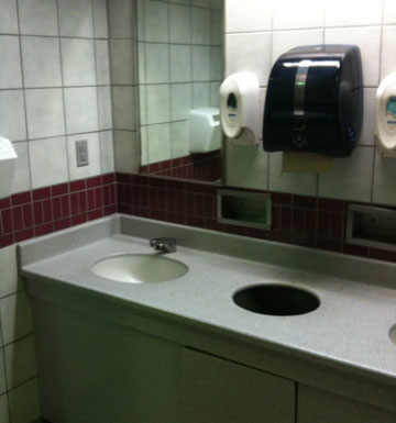 A sink in an Indiana rest area bathroom