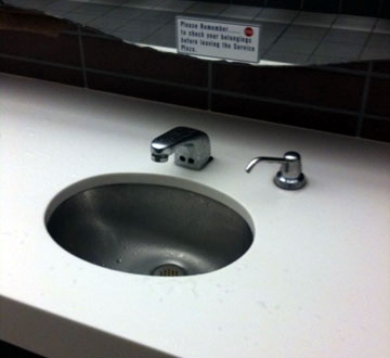 A sink in an Ohio rest area bathroom