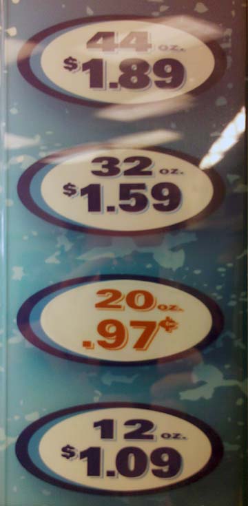 soda sale prices sign