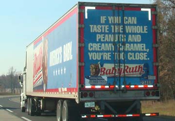 Baby Ruth advert on a truck