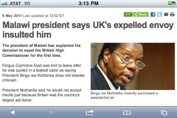 BBC news story about Malawi