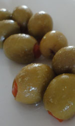 Pitted green olives, stuffed with pimentos