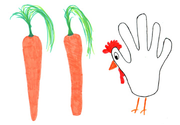 Two carrots and a chicken