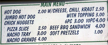 A menu with chich nuggets listed