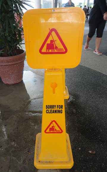 A sign that reads Sorry for Cleaning