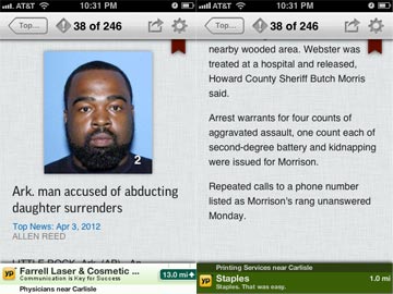 Screenshots of an AP news story