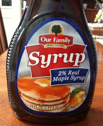 Syrup from 2% Real Maple Syrup