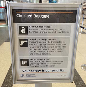 TSA poster advising what not to carry onto an airplane