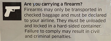 TSA poster advising not to carry firearms on an airplane