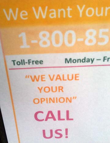 We value your opinions