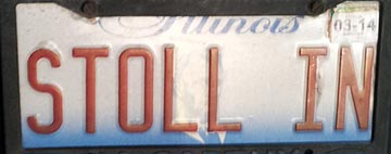 "STOLL IN" license plate