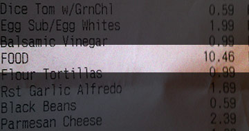A receipt for FOOD