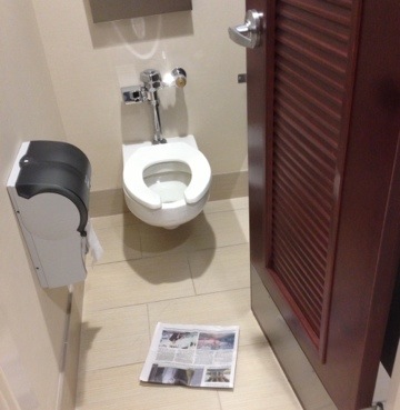 newspaper in the toilet