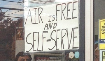 Air is free and self-serve sign
