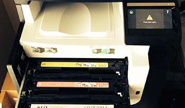 Printer with toner cartridge open