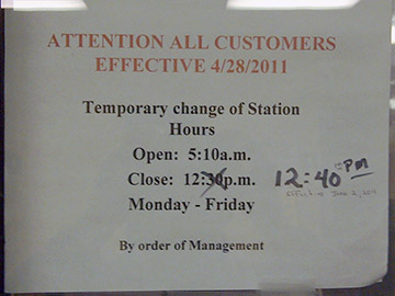 A temporary hours change