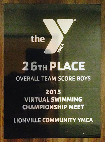 Virtual swimming meet trophy