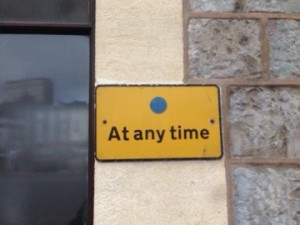 Blue dot at any time sign