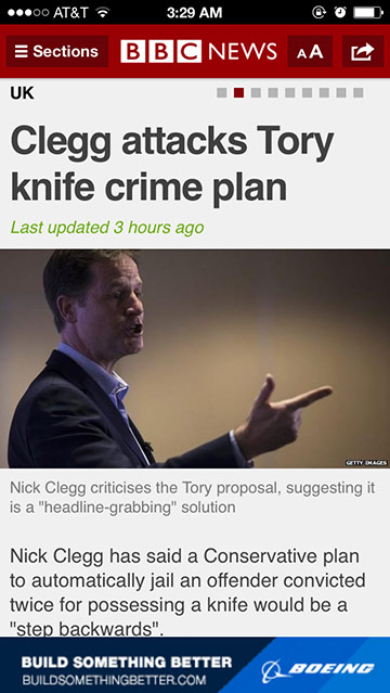 BBC News story featuring Nick Clegg