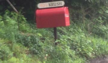 A mailbox with the name Krush on it