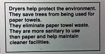 A hand dryer notice