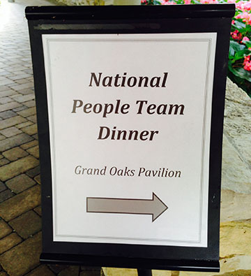 National People Team Dinner sign