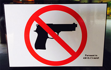 A "no hand guns" sign
