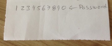A cryptic password note