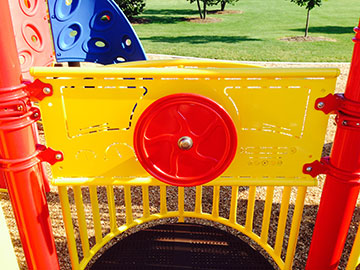 A playground steering wheel