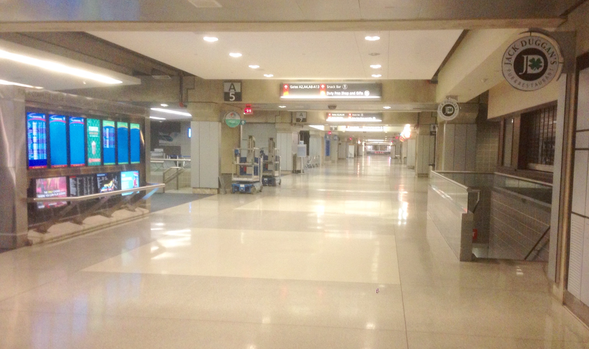 Late night empty airport
