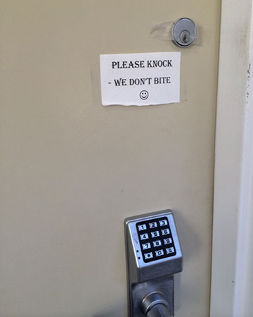 Please knock - we don't bite
