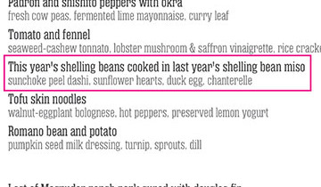 Shelling beans menu