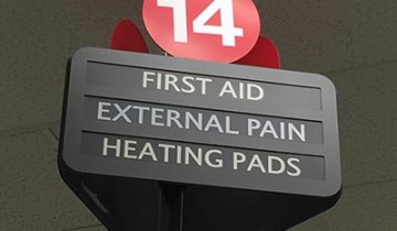 A sign for external pain remedies